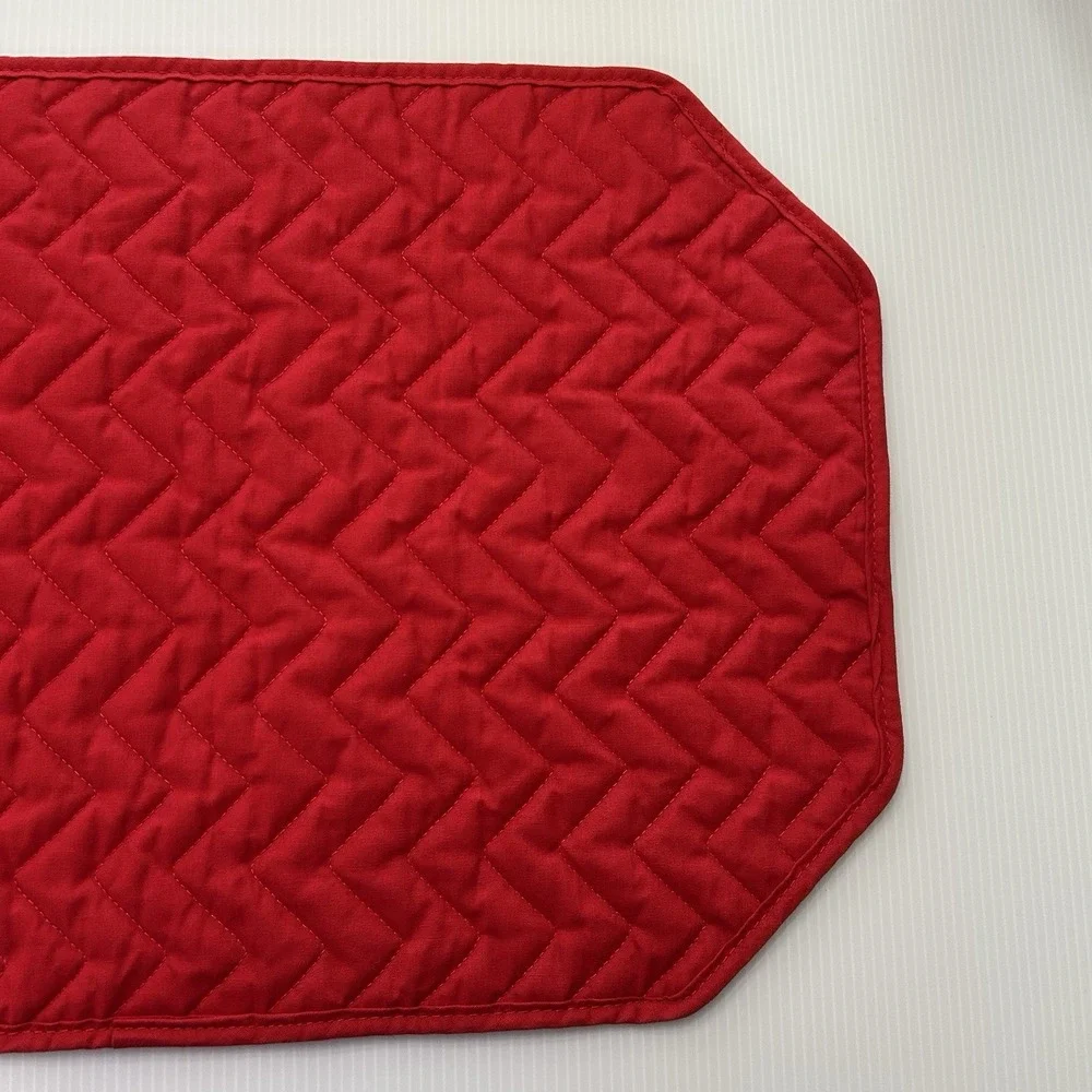 Handmade‎ Red And Green Quilted Zig Zag Placemats Set Of 4 Christmas Holiday